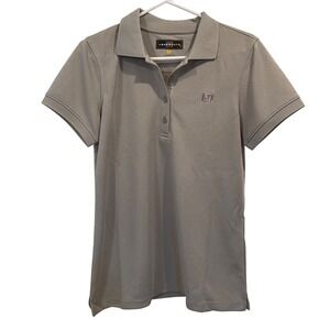 Loudmouth Women's Gray Polo Shirt Short Sleeve Button Up Logo Embroidered Medium